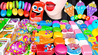 ASMR RAINBOW DESSERTS ICE CREAM 다양한 무지개 디저트 아이스크림, 신기한 에그 초콜릿, 일본 간식 디저트 KOHAKUTO GUMMY JELLY 먹방 thumbnail