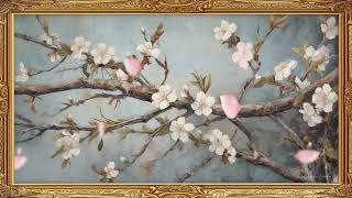 🌸 Cherry Blossoms On Tree Branches Spring Scenery | Gold Frame TV Art With Lofi Music In 4K screenshot 4