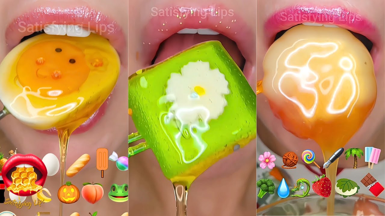 1 Hour For Sleep Relaxing ASMR Satisfying Eating Emoji Food Challenge
