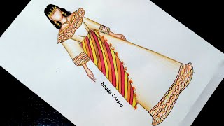 رسم الزي القبائلي الجزائري خطوة بخطوة /fashion drawing