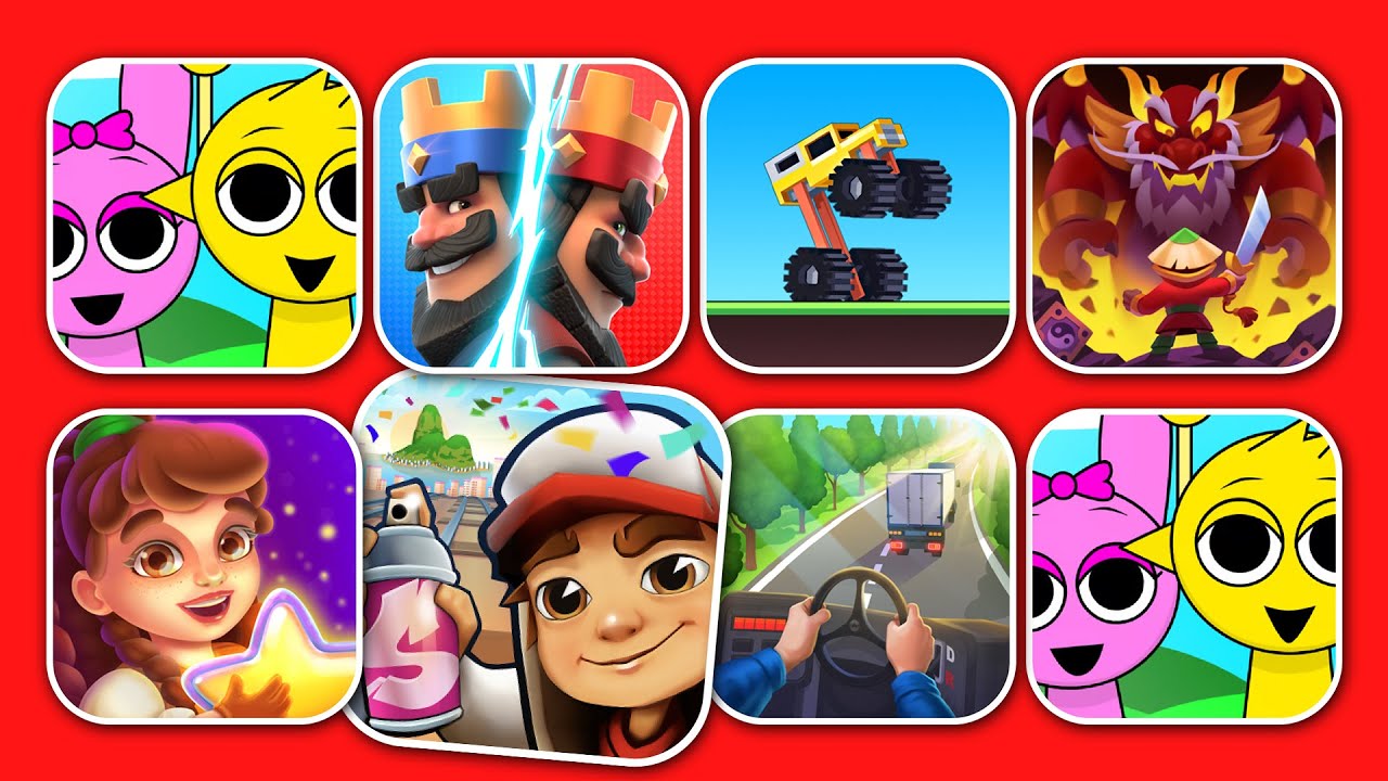 SPRUNKI / CLASH ROYALE / DRIVE MAD / LUDUS / STAR MERGE / SUBWAY SURFERS / VEHICLE MASTERS
