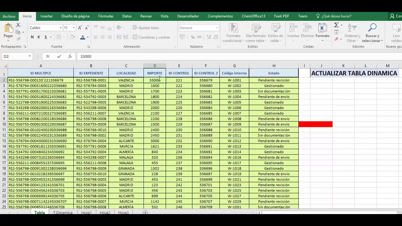 Actualizar tablas dinámicas. Excel 2016. Origen de datos YouTube