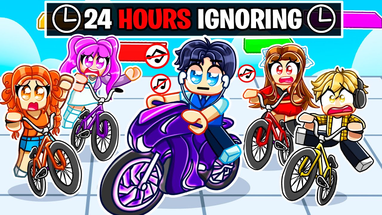 Andy IGNORES EVERYONE For 24 Hours In Roblox BIKE OBBY!