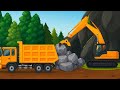 Excavator Loading Rocks into Dump Truck | Heavy Construction Work 🚜💪🏗️ | Vehicles Animation