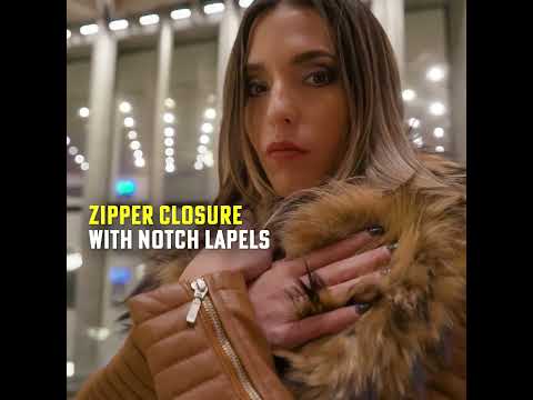 Women's Large Fur Shawl leather jacket with ribbed sleeve detailing video