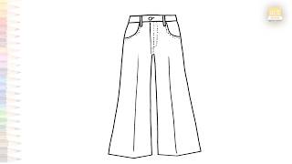 Wide Leg Pants Drawing Tutorial For Beginners Outline Art Sketches