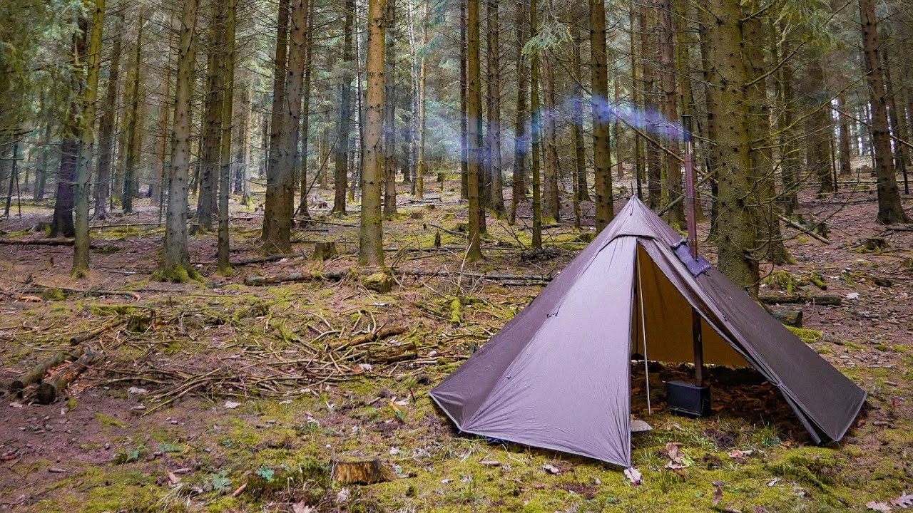 24 hours autumn solo overnighter in hot tent  - OneTigris black orca