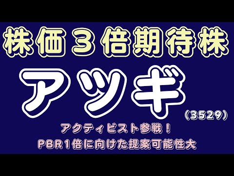 株価３倍期待株 アツギ アクティビスト参戦！PBR1倍に向けた ...