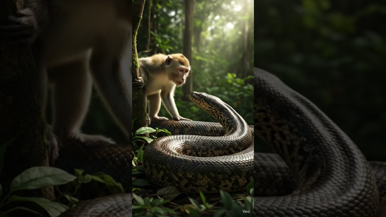 Anaconda vs Monkey 😱 Jungle Fight | Reality Shorts 