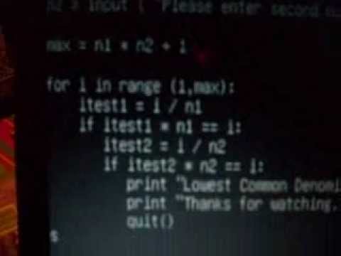Python Program showing Lowest Common Denominator