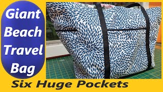 How to make a giant beach bag with six huge pockets overnight/hospital stays large nursery bag