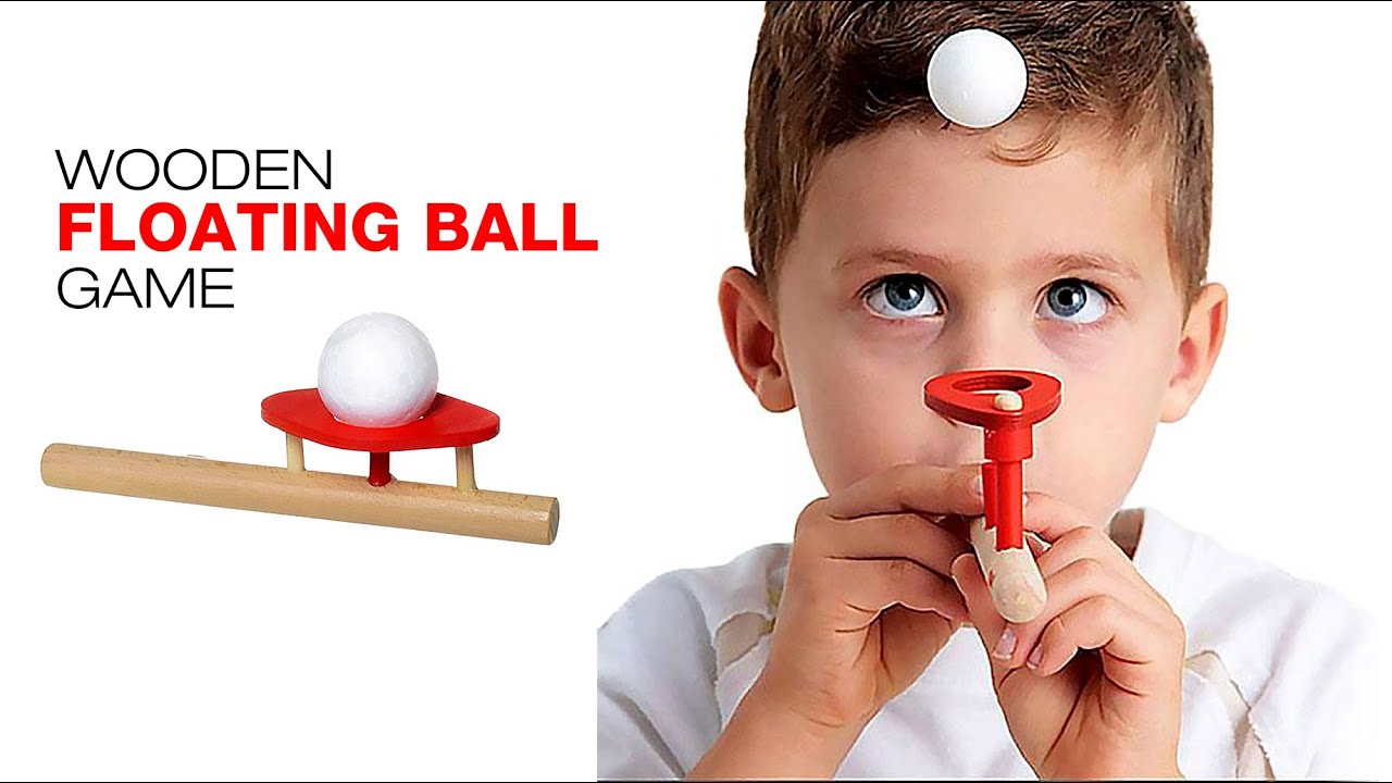1PC*Kids Wooden Education Games Floating Ball Blow & Pipe L0Z0 Blowing X0S9 