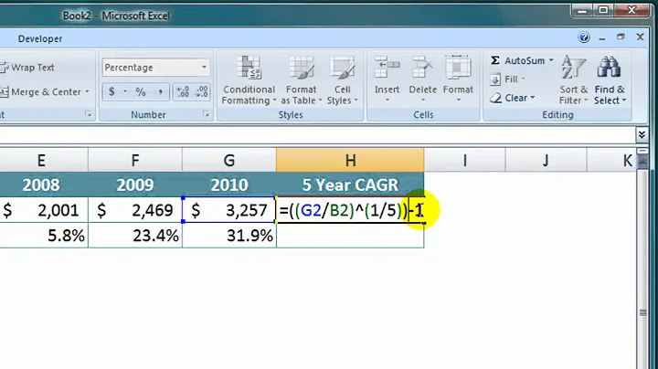 How to calculate a CAGR in Excel