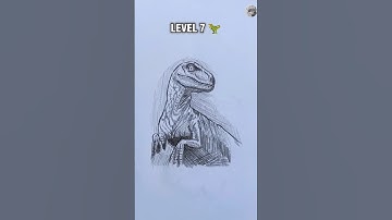 Dinosaur drawing in different level part 3 #ytshorts #drawing #speedart #dinosaur #sketch #pencilart