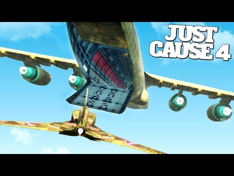 JUST CAUSE 4 - FLYING A JET INTO THE CARGO PLANE (Stunts, Funny Moments & Fails)
