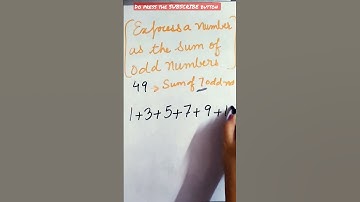 Expressing the number as the sum of odd numbers #squareandsquareroots #class8math #mathtricks #maths