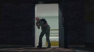 For a split second, you can see this guard before the cutscene begins - GTA Online