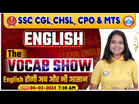 SSC CGL & CHSL 2024, CPO English Class, English Vocabulary Class 90, The Vocab Show By Kiran Mam