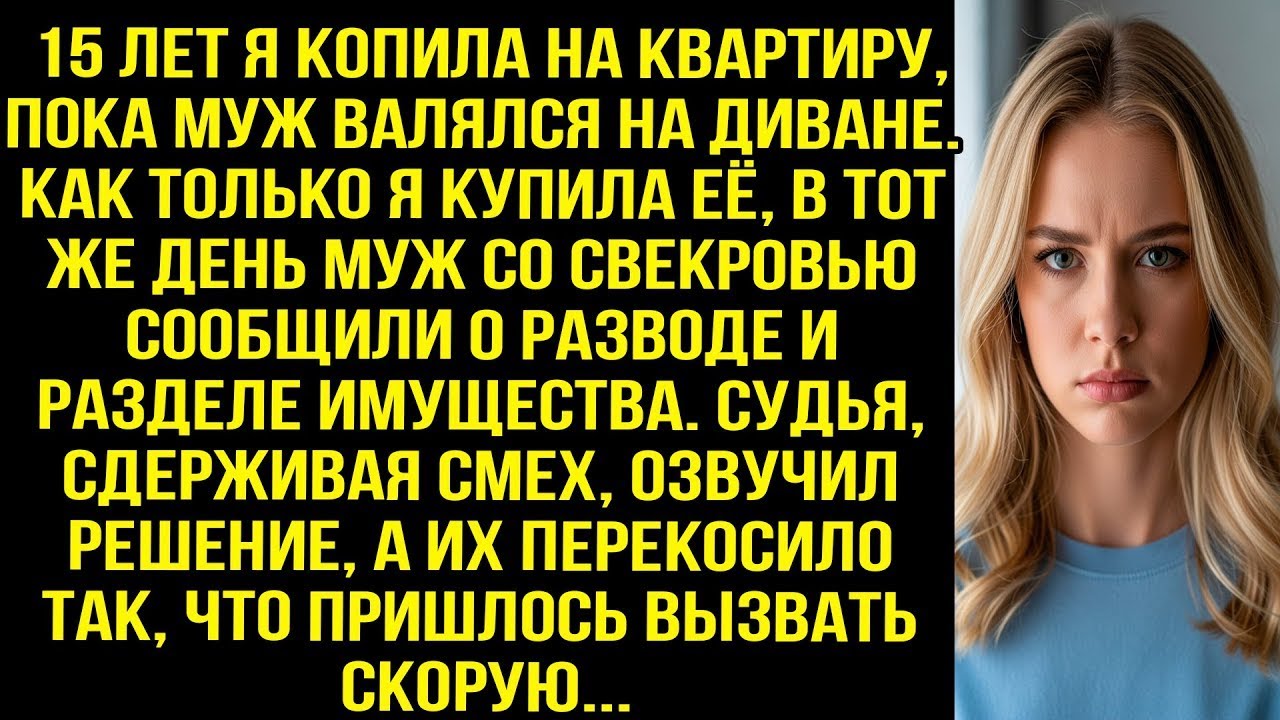 15 лет я копила на квартиру  Как только я купила её, муж со свекровью сообщили о разделе имущест