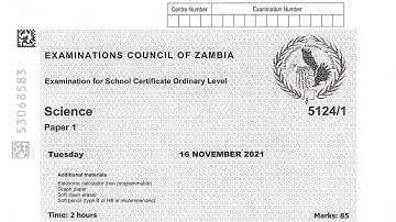 ECZ SCIENCE PAPER 1 2021 INTERNALS || ECZ PAST PAPERS FOR GRADE 12.