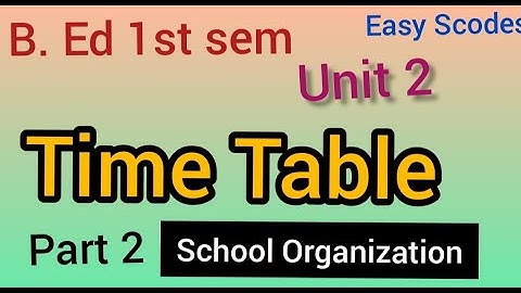 B.Ed 1st sem//School Organization//Time Table//unit 2- part 2