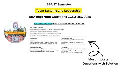 Important Questions of Team Building and Leadership BBA 3rd semester 2025 #ccsu #teambuilding 