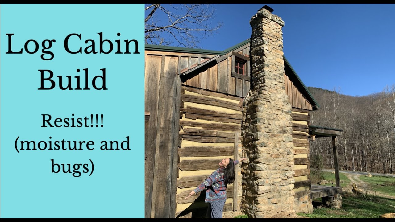 Log Cabin Build Applying Log Oil and Repellant Protecting Our Log