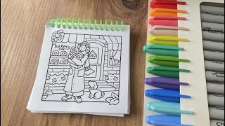 Coloring a Cute Bakery Cafe Page 🥐 | Pure ASMR Marker Sounds