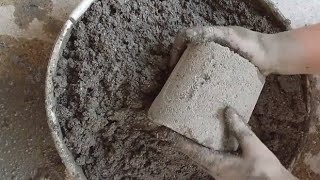 Dusty grey concrete sand cement dry and water crumbling with satisfying sound 💦😍