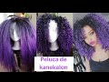 Como hacer un afro de kanekalon en Peluca/ Wig Purple curly afro hair