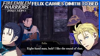 Felix carries Dimitri to bed - Fire Emblem Warriors Three Hopes