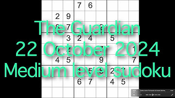 Sudoku solution – The Guardian 22 October 2024 Medium level