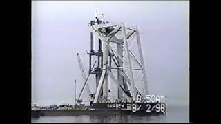 Confederation Bridge  Sept 2 1996 P32 Pier on Svanen, Drop in Conc. Segment, concrete plant, other