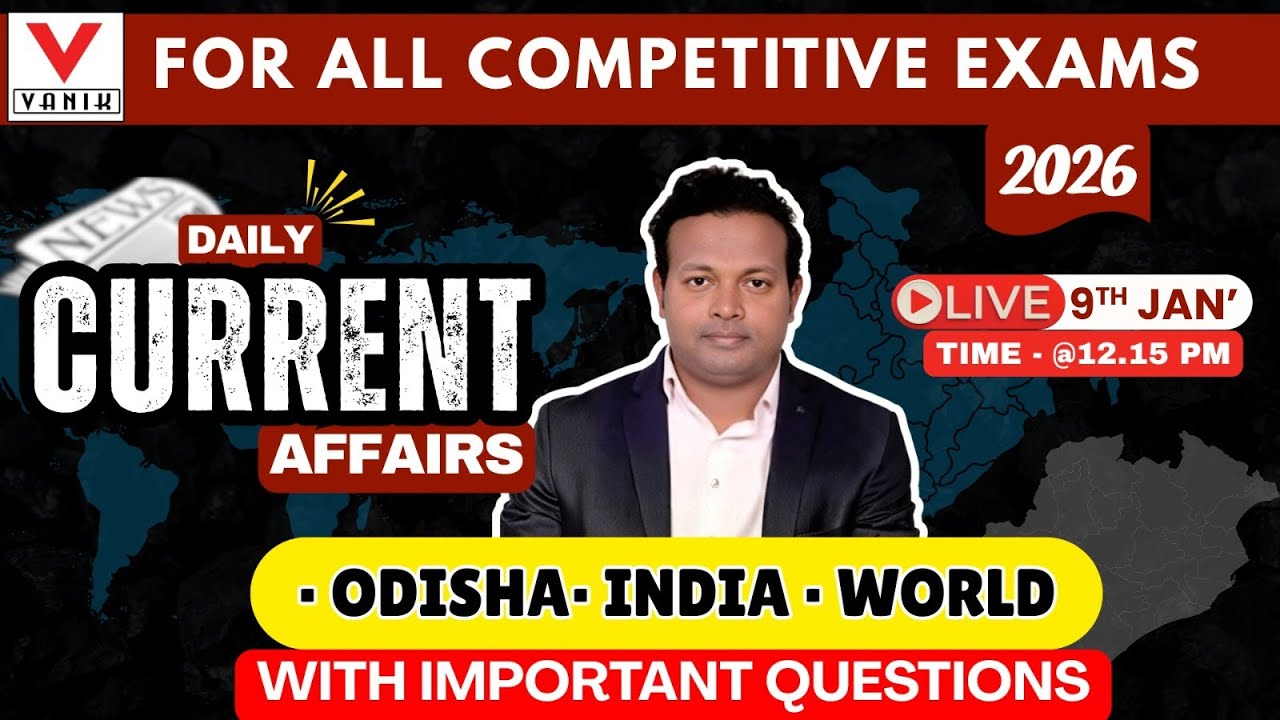 Daily Current Affairs News & Top MCQs Discussion | 9th january 2026 | By Janmajay Sir 