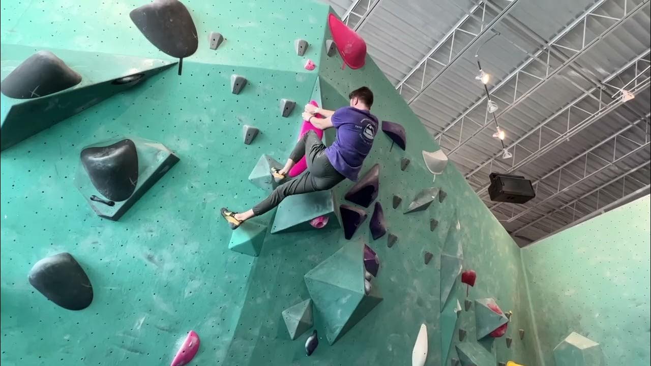 Minneapolis Bouldering Project Pink (V6 to V8) Dyno boulder - YouTube