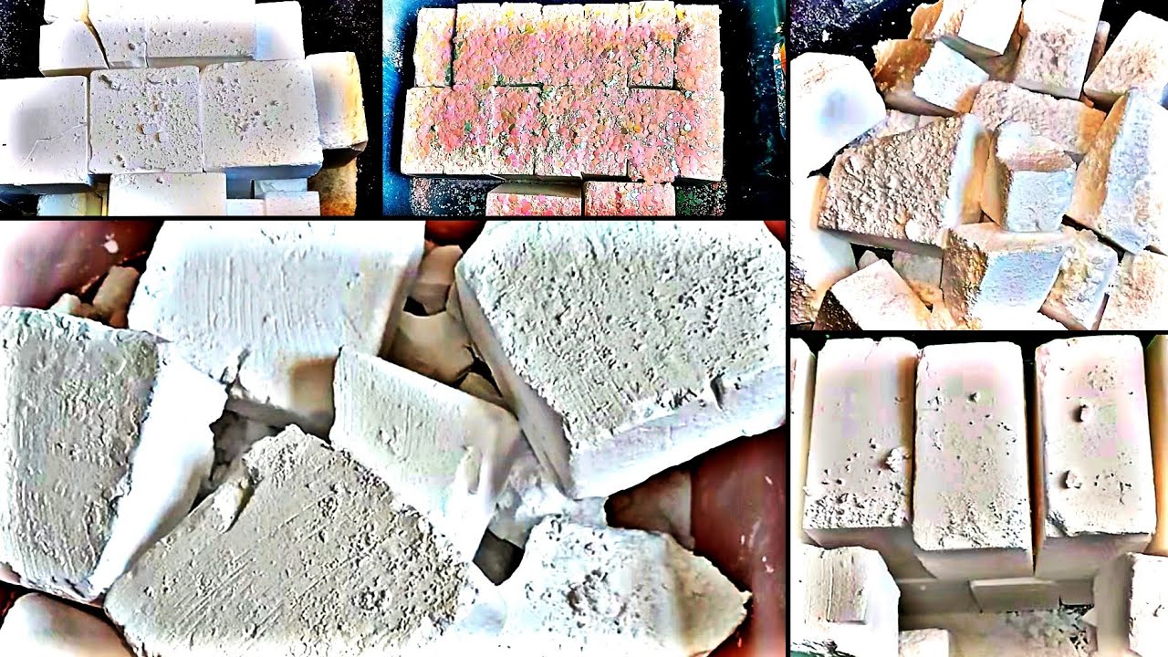 40+ FRESH fluffy soft yet crunchy gym chalk blocks + holi | asmr ...