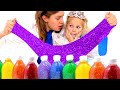 Slime and play! Lily And Daisy Pretend Play Making Princess Slime!
