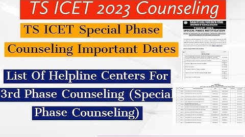 TS ICET  special Phase Counseling 2023|| TS ICET 3rd Phase Counseling || TS ICET 2023