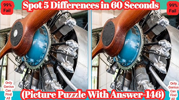 Spot 5 Differences in 60 Second😇!99% Fail!#Puzzle-146 With Answer!#FindTheDifference #challenge