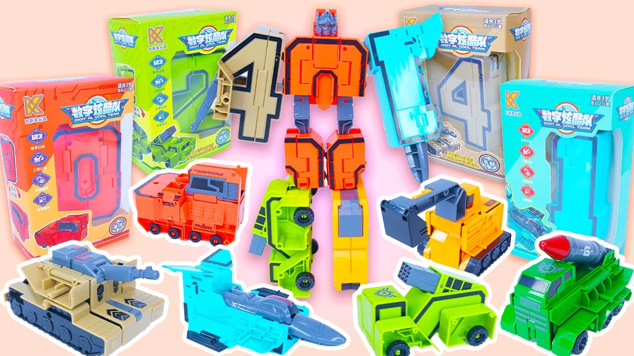 11 Minute Satisfying Unboxing ASMR: Super Number Robot Vehicles -5 Car Transformer Set | Review Toys