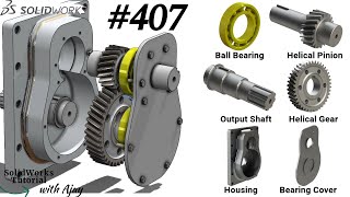 DesignWithAjay Exclusive: Face Mounting Gearbox Tutorial in SolidWorks #407 |#designwithajay|