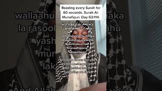 Surah Al-Munafiqun for 60 seconds. Surah 63/114. #quran #quranwabdoolydool #60secondsofquran