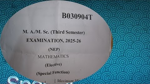 SPECIAL FUNCTION PAPER OF MSC SEM 3 C.S.J.M.University 2025 -26
