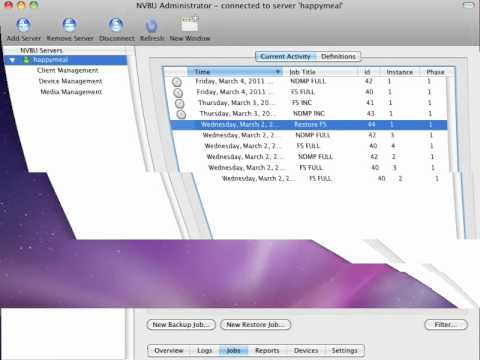 NetVault: Backup OS X Run Restore Job