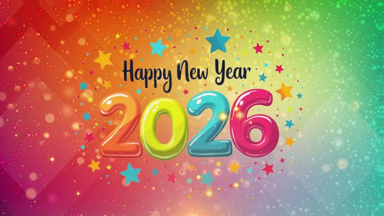 HAPPY NEW YEAR 2026 VJ 4k VISUAL LOOP ANIMATION RESOLUME (VJ LOOP) - NEON(ELECTRO) VJ CREW