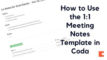 1:1 (One on One) Meeting Notes Template and Tutorial - Google Docs Alternative (Coda)