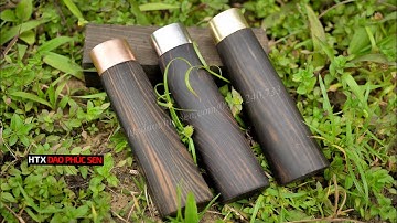 Thực tế cán dao bếp gỗ mun cao cấp - 3BM