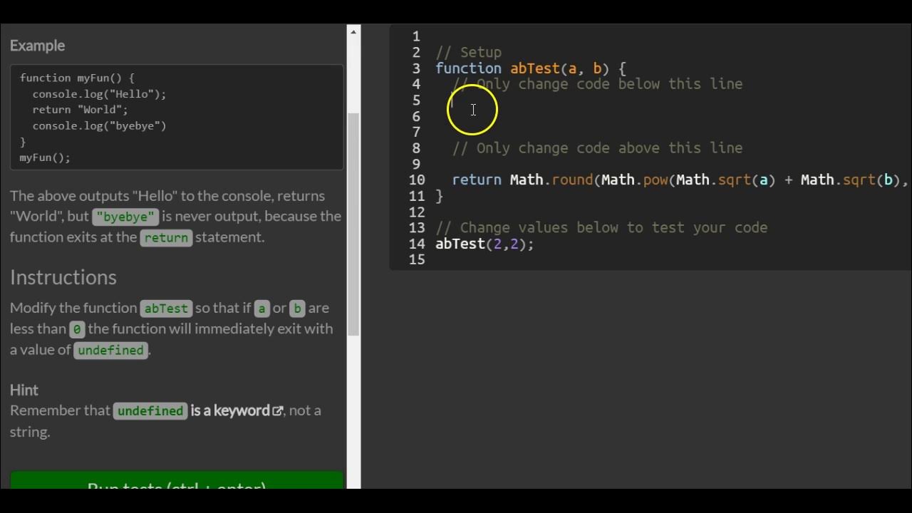 Return Early Pattern for Functions, freeCodeCamp Basic Javascript - YouTube
