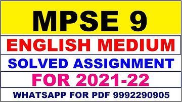 MPSE 9 Solved Assignment 2021-22 in ENGLISH,  Whatsapp For Pdf  9992290905.