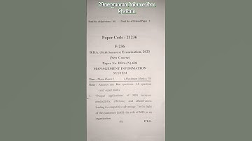 management information system || question paper|| bba 6th semester|| mjpru ||